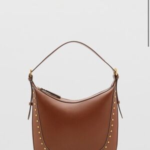 Mango Brown Hobo Bag with Gold Studs